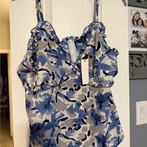 Zenobia Blue and Black Floral Camisole